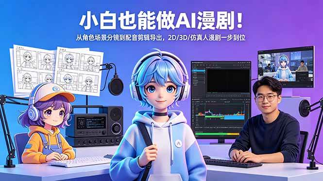 （18343期）小白也能做AI漫剧！从角色场景分镜到配音剪辑导出，2D/3D/仿真人漫剧一步到位-Scorpio丨网创