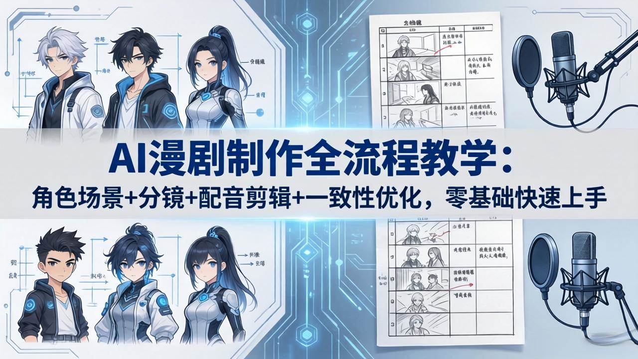 （18090期）AI漫剧制作全流程教学：角色场景+分镜+配音剪辑+一致性优化，零基础快速上手-Scorpio丨网创