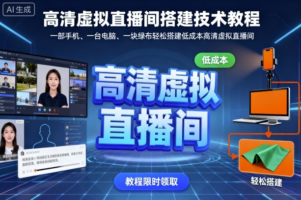 高清虚拟直播间搭建技术教程,一部手机、一台电脑、一块绿布轻松搭建低成本高清虚拟直播间-Scorpio丨网创
