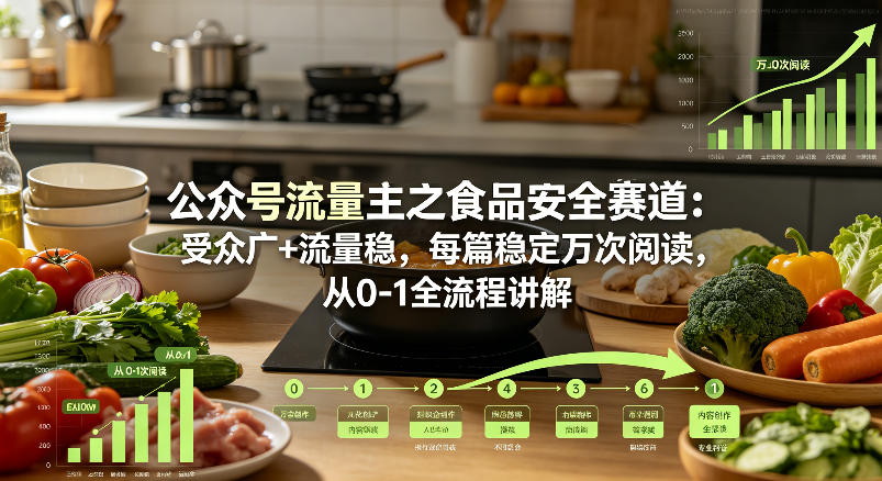 公众号流量主之食品安全赛道，受众广+流量稳，每篇作品稳定万次阅读，从0-1全流程讲解-Scorpio丨网创