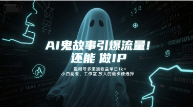 AI鬼故事引爆流量，还能做IP，视频号多渠道收益单日1k+，小白副业、工作室放大的最佳选择-Scorpio丨网创