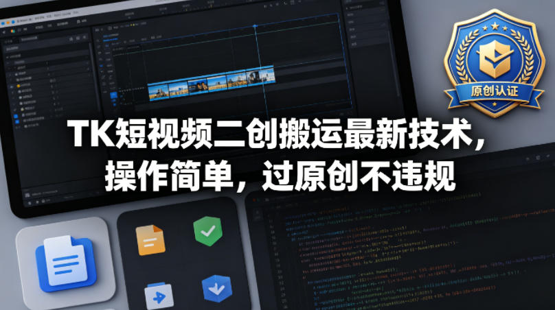 TK短视频二创搬运最新技术，操作简单，过原创不违规-Scorpio丨网创