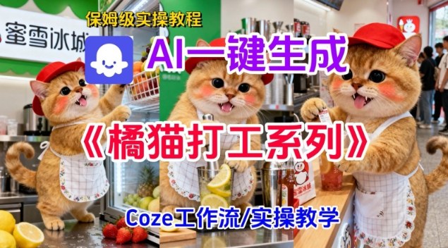 Coze扣子工作流一键生成胖橘猫打工短视频，保姆级实操搭建教学-Scorpio丨网创