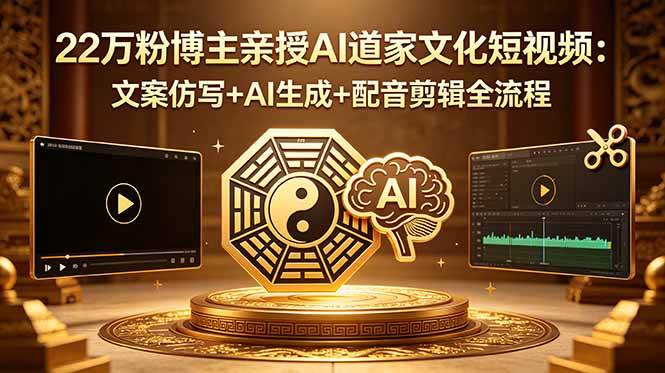 (18580期)22万粉博主亲授AI道家文化短视频:文案仿写+AI生成+配音剪辑全流程-Scorpio丨网创