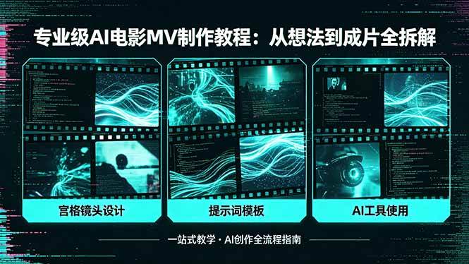 （18295期）专业级AI电影MV制作教程，从想法到成片全拆解，宫格镜头+提示词模板+AI工具一站式教学-Scorpio丨网创