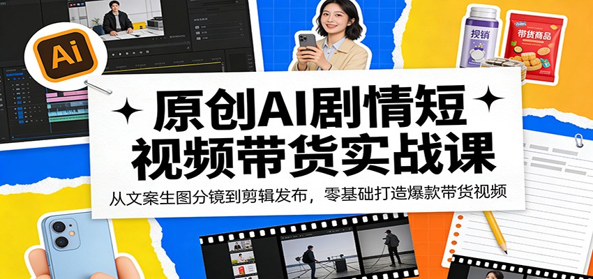 原创AI剧情短视频带货实战课:从文案生图分镜到剪辑发布,零基础打造爆款带货视频-Scorpio丨网创