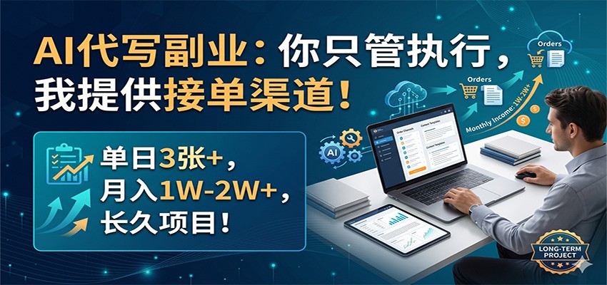 AI代写副业：你只管执行，我提供接单渠道！单日3张+，月入1W-2W+，长久项目-Scorpio丨网创