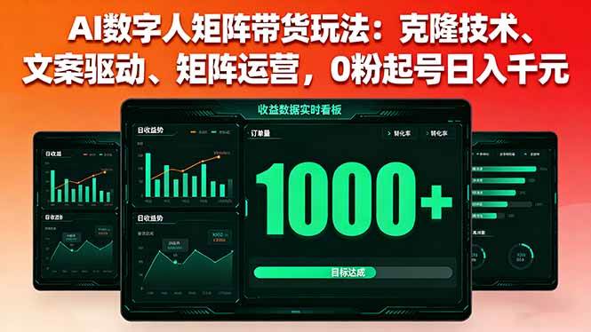 (16050期)AI数字人矩阵带货玩法:克隆技术、文案驱动、矩阵运营,0粉起号日入千元-Scorpio丨网创