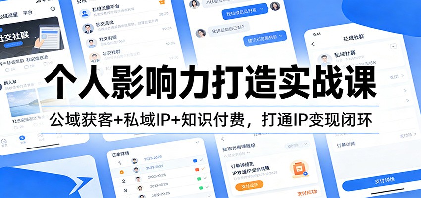 个人影响力打造实战课:公域获客+私域IP+知识付费,打通IP变现闭环-Scorpio丨网创