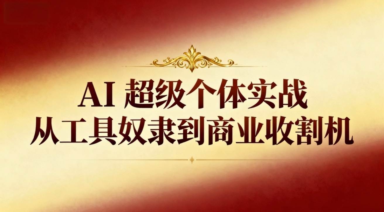 (16718期)AI超级个体实战:从工具奴隶到商业收割机-Scorpio丨网创