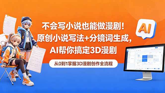 (18512期)不会写小说也能做漫剧!原创小说写法+分镜词生成,AI帮你搞定3D漫剧-Scorpio丨网创