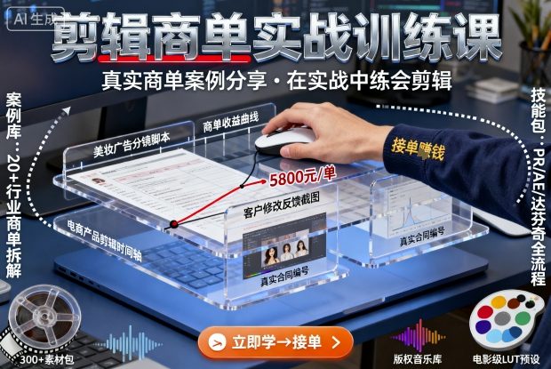 剪辑商单实战训练课,真实商单案例分享,在实战中练会剪辑-Scorpio丨网创