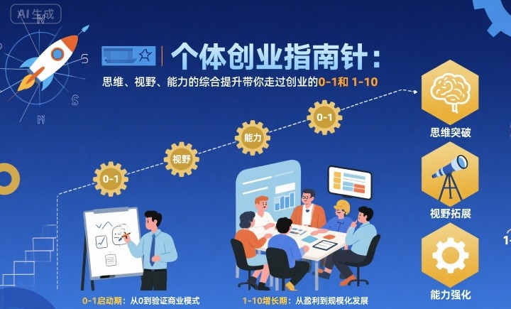 个体创业指南针,思维、视野、能力的综合提升带你走过创业的0-1和1-10【音频】-Scorpio丨网创