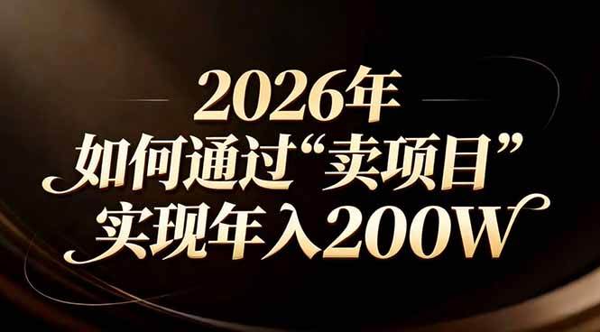 （17309期）站在2026年的十字路口：一个普通人如何通过卖项目实现年入200万-Scorpio丨网创