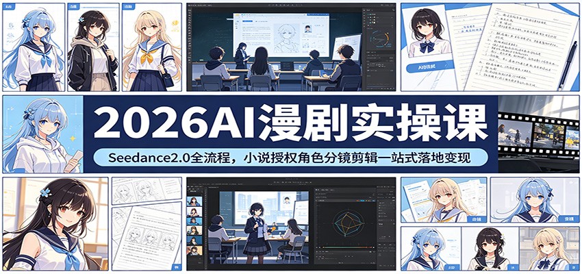 2026AI漫剧实操课：Seedance2.0全流程，小说授权角色分镜剪辑一站式落地变现-Scorpio丨网创