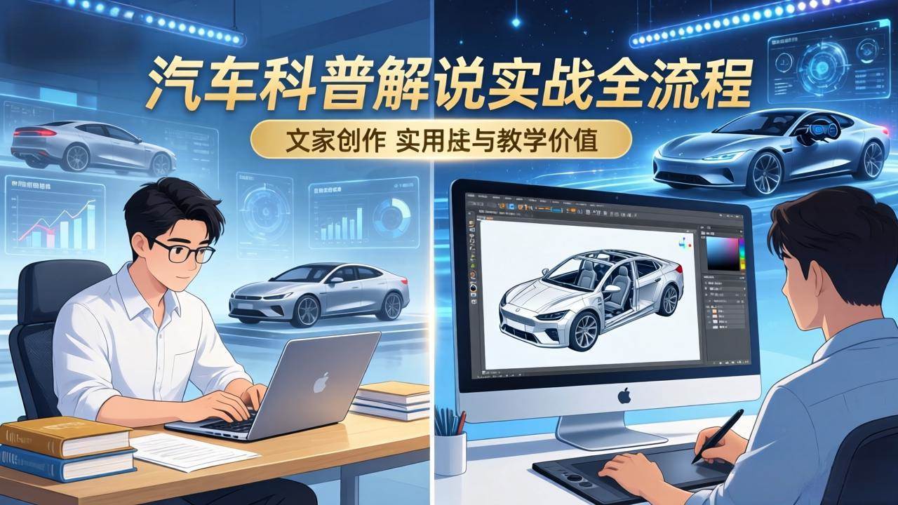 （17665期）抖音汽车科普解说实战：文案+动画+画面处理+去水印全流程，打造专业汽车科普视频-Scorpio丨网创