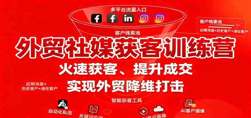 外贸社媒获客训练营,火速获客、提升成交,实现外贸降维打击-Scorpio丨网创