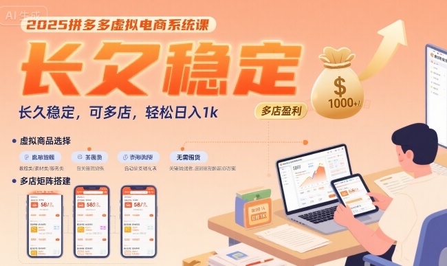 2025拼多多虚拟电商系统课,长久稳定,可多店,轻松日入1k-Scorpio丨网创
