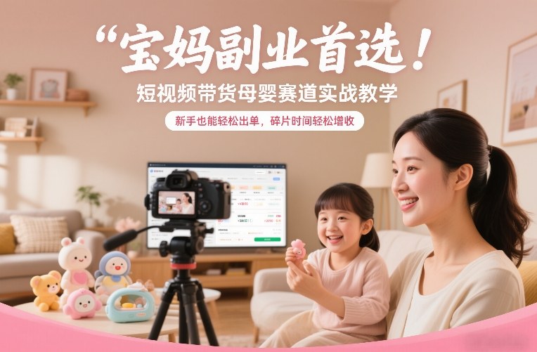 宝妈副业首选！短视频带货母婴赛道实战教学，新手也能轻松出单，碎片时间轻松增收-Scorpio丨网创