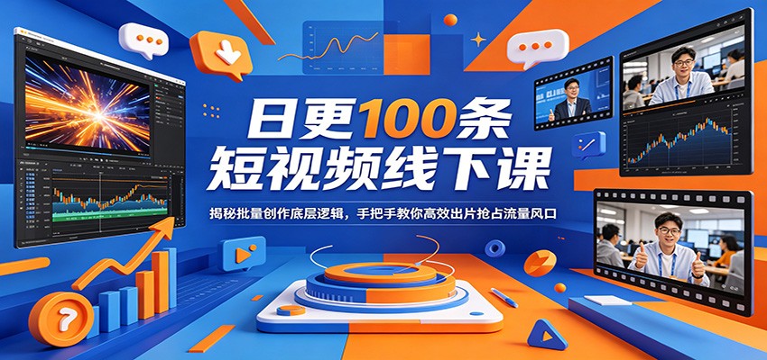 日更100条短视频线下课：揭秘批量创作底层逻辑，手把手教你高效出片抢占流量风口-Scorpio丨网创