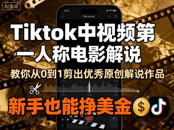 Tiktok中视频第一人称电影解说,教你从0到1剪出一个优秀的原创解说作品,新手也能挣美金-Scorpio丨网创