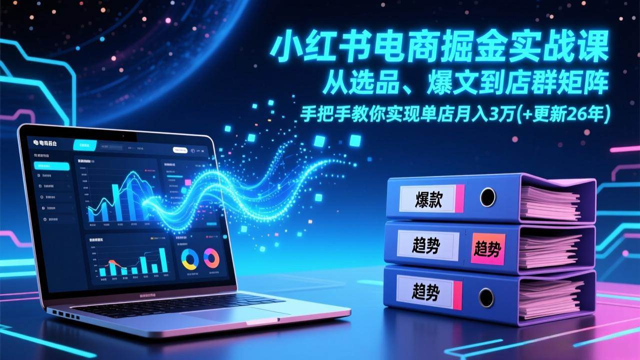 （17290期）小红书电商掘金实战课，从选品、爆文到店群矩阵，手把手教你实现单店月入3万+(更新26年)-Scorpio丨网创