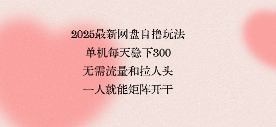2025最新网盘自撸玩法，单机每天稳下3张，无需流量和拉人头，一个人就可轻松矩阵，全网独一份【揭秘】-Scorpio丨网创
