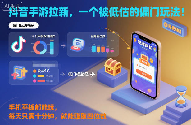 抖音手游拉新，一个被低估的偏门玩法！手机平板都能玩，每天只需十分钟，就能賺取四位数【揭秘】-Scorpio丨网创