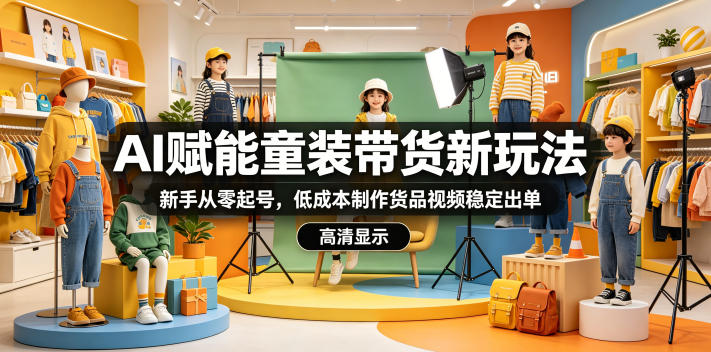 AI赋能童装带货新玩法，新手从零起号，低成本制作货品视频稳定出单-Scorpio丨网创