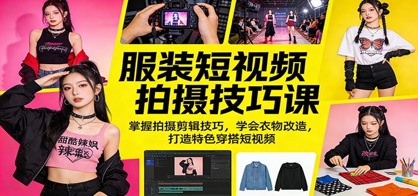 服装短视频拍摄技巧课：掌握拍摄剪辑技巧，学会衣物改造，打造特色穿搭短视频-Scorpio丨网创