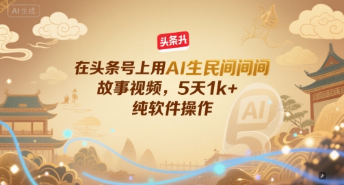 在头条号上用AI生民间故事视频，5天1k+，纯软件操作-Scorpio丨网创