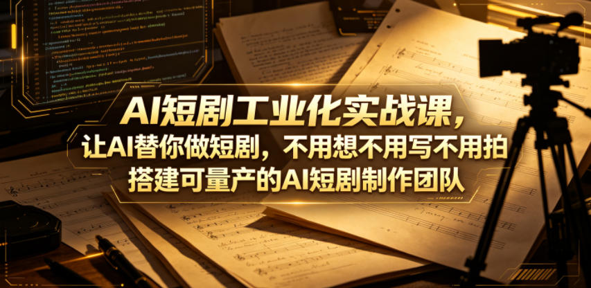 AI短剧工业化实战课,让AI替你做短剧,不用想不用写不用拍,搭建可量产的AI短剧制作团队-Scorpio丨网创