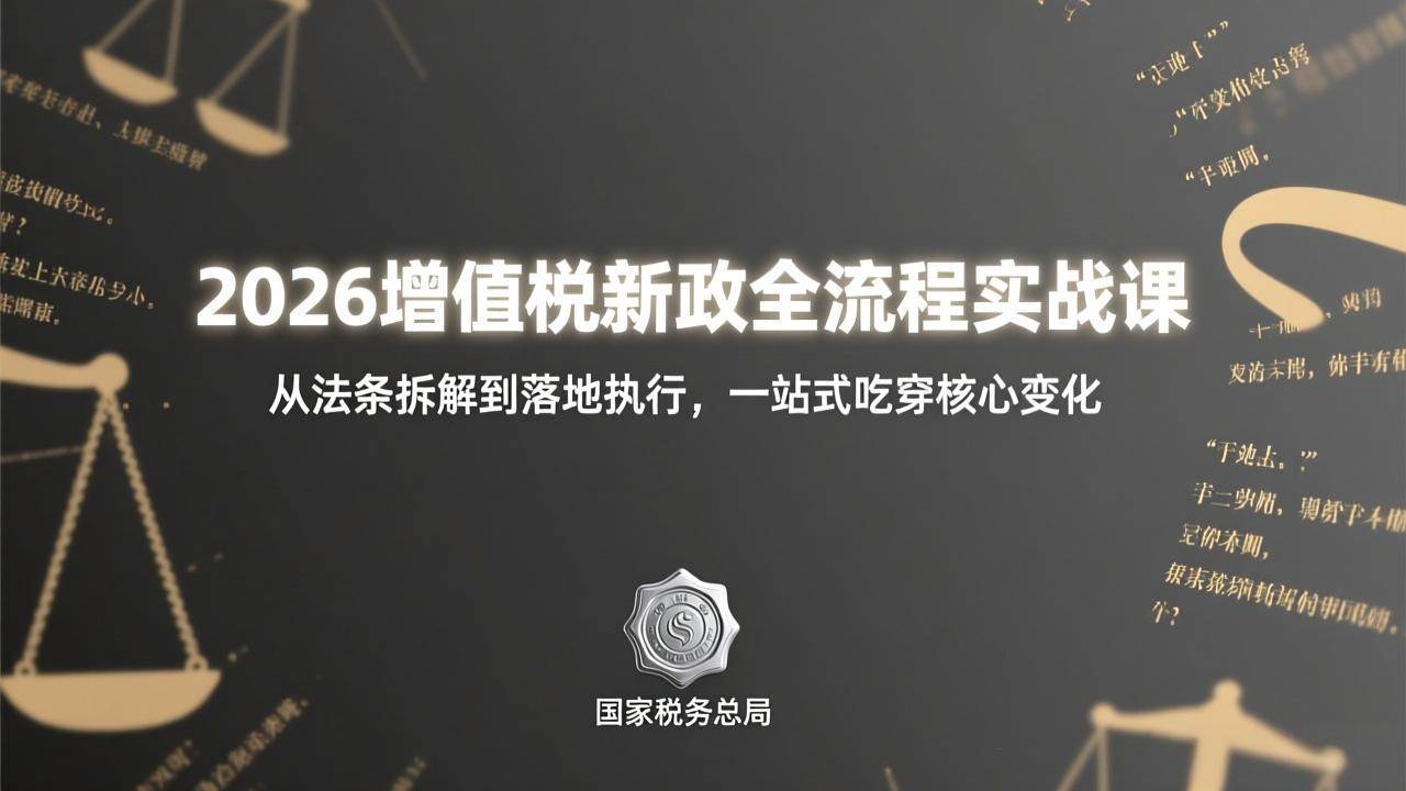 （17529期）2026增值税新政全流程实战课：从法条拆解到落地执行，一站式吃透核心变化-Scorpio丨网创