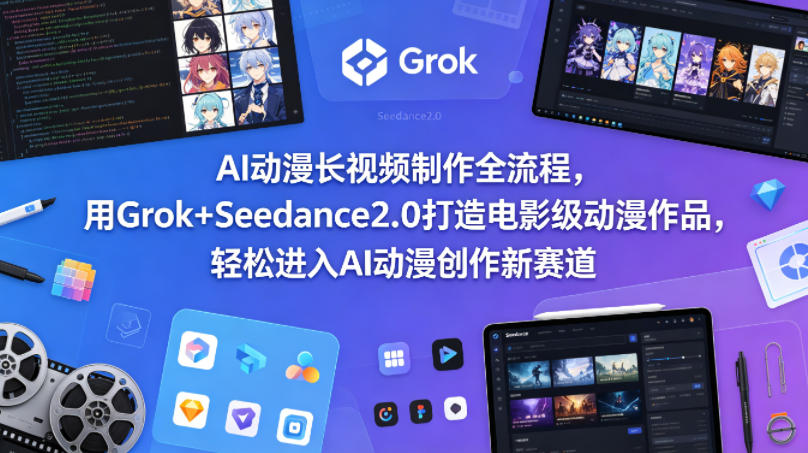 AI动漫长视频制作全流程，用Grok+Seedance2.0打造电影级动漫作品，轻松进入AI动漫创作新赛道-Scorpio丨网创