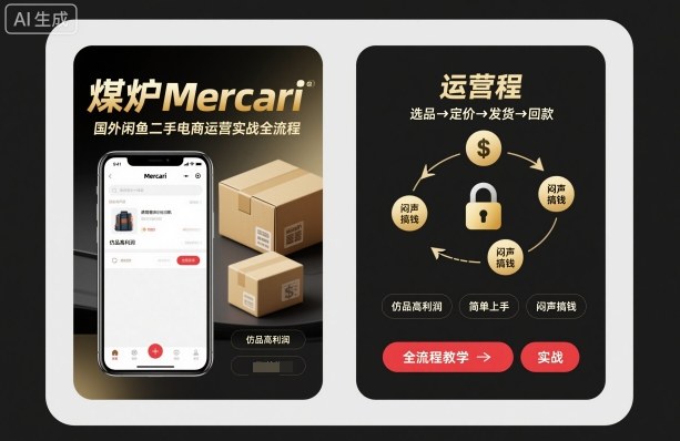 煤炉Mercari国外闲鱼二手电商运营实战全流程,仿品高利润,简单上手,闷声搞钱-Scorpio丨网创