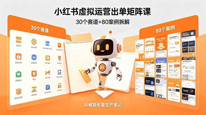 （18342期）小红书虚拟运营出单矩阵课：30个赛道+80案例拆解，AI赋能批量生产笔记-Scorpio丨网创