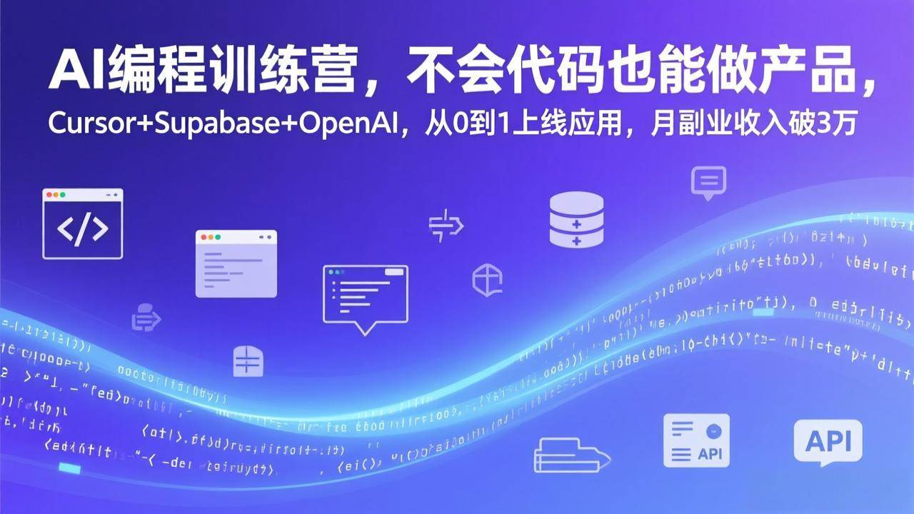 （17388期）AI编程训练营，不会代码也能做产品，Cursor+Supabase+OpenAI，从0到1上线应用，月副业收入破3万-Scorpio丨网创