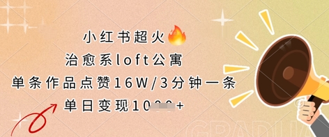 小红书超火的治愈系loft公寓,单条作品点赞16W,3分钟一条,单日变现数张-Scorpio丨网创