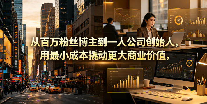 从百万粉丝博主到一人公司创始人，用最小成本撬动更大商业价值-Scorpio丨网创