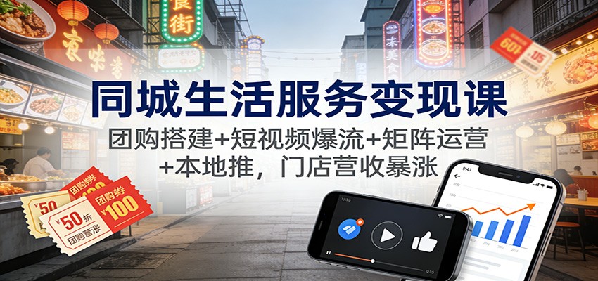 同城生活服务变现课:团购搭建+短视频爆流+矩阵运营+本地推,门店营收暴涨-Scorpio丨网创