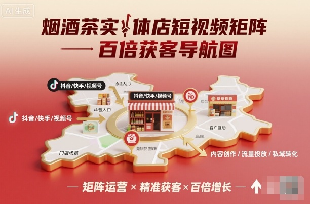 烟酒茶实体店短视频矩阵百倍获客导航图-Scorpio丨网创