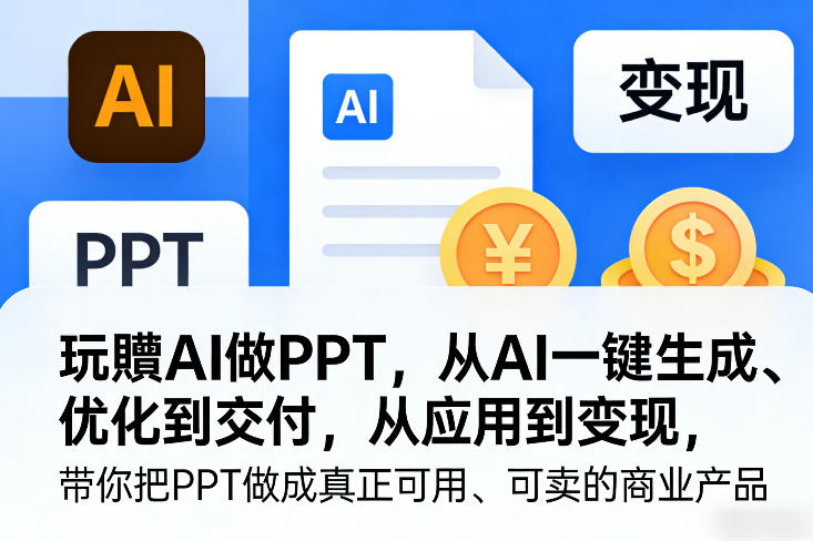 玩賺AI做PPT,从AI一键生成、优化到交付,从应用到变现,带你把PPT做成真正可用、可卖的商业产品-Scorpio丨网创