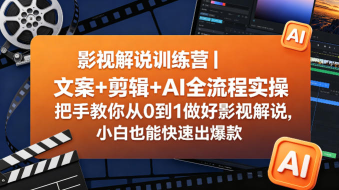 影视解说训练营｜文案+剪辑+AI全流程实操，把手教你从0到1做好影视解说，小白也能快速出爆款-Scorpio丨网创