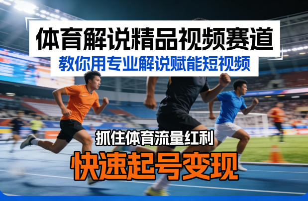 体育解说精品视频赛道，教你用专业解说赋能短视频，抓住体育流量红利，快速起号变现-Scorpio丨网创