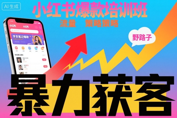 小红书爆款培训班,小红书获客野路子流量打法,暴力持续获客-Scorpio丨网创