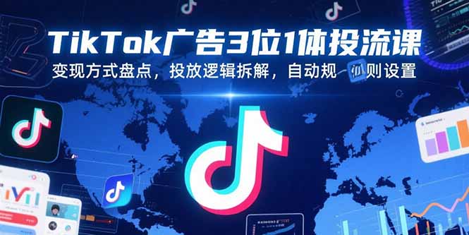 TikTok广告3位1体投流课,变现方式盘点,投放逻辑拆解,自动规则设置-Scorpio丨网创