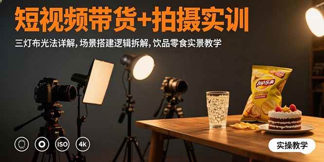 （15540期）短视频带货+拍摄实训：三灯布光法详解,场景搭建逻辑拆解,饮品零食实景教学-Scorpio丨网创