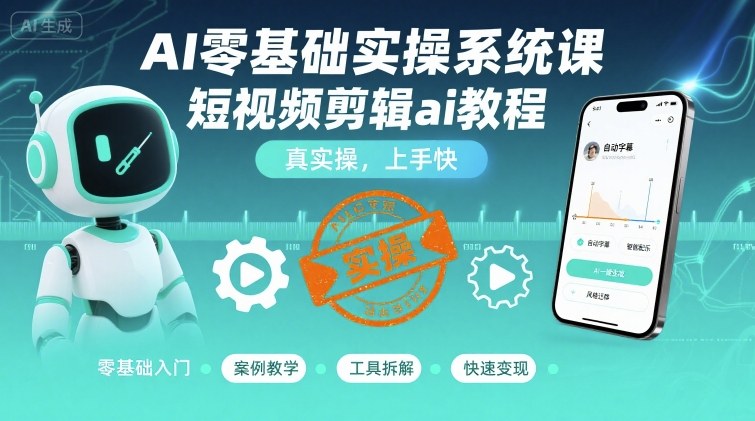 AI零基础实操系统课，短视频剪辑ai教程，真实操，上手快-Scorpio丨网创