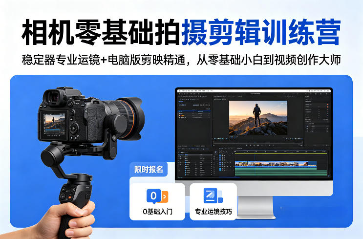相机零基础拍摄剪辑训练营：稳定器专业运镜+电脑版剪映精通，从零基础小白到视频创作大师-Scorpio丨网创