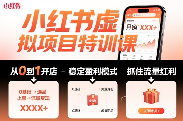 小红书虚拟项目特训课,帮你从0到1打造稳定盈利的店铺,抓住流量红利(更新9月)-Scorpio丨网创
